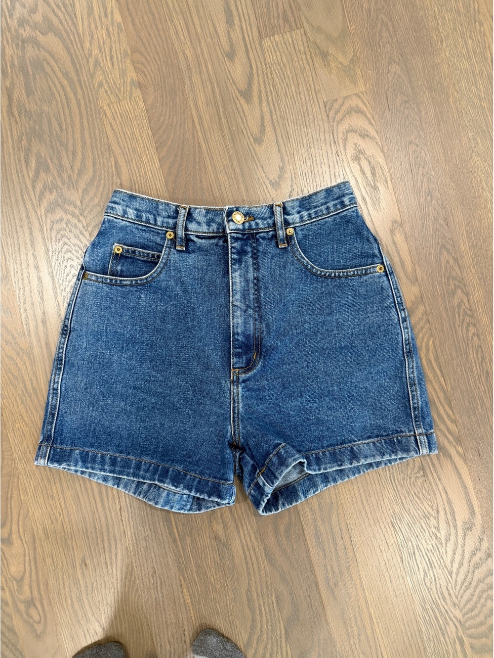 Vintage Georges Marciano Women's High-Waisted Blue Denim Shorts Size 8